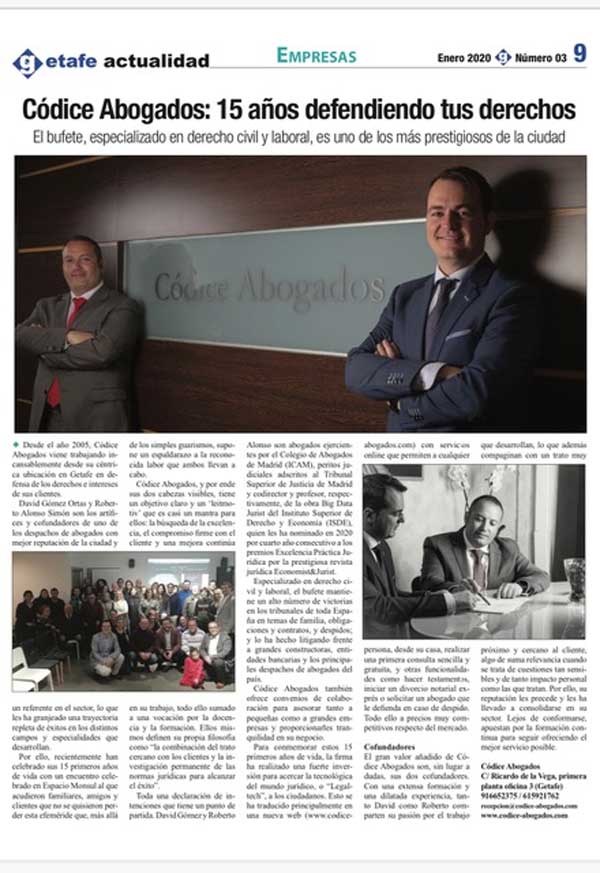 Entrevista realizada en Getafe Actualidad
